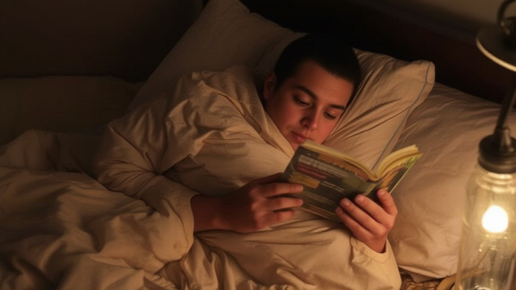 Homem lendo na cama