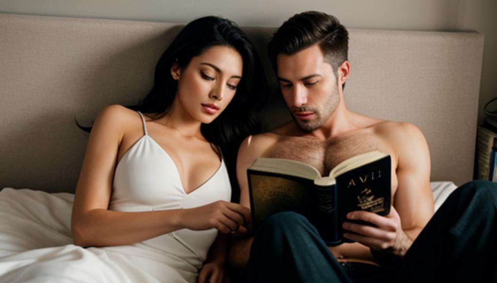 Um casal lendo um livro